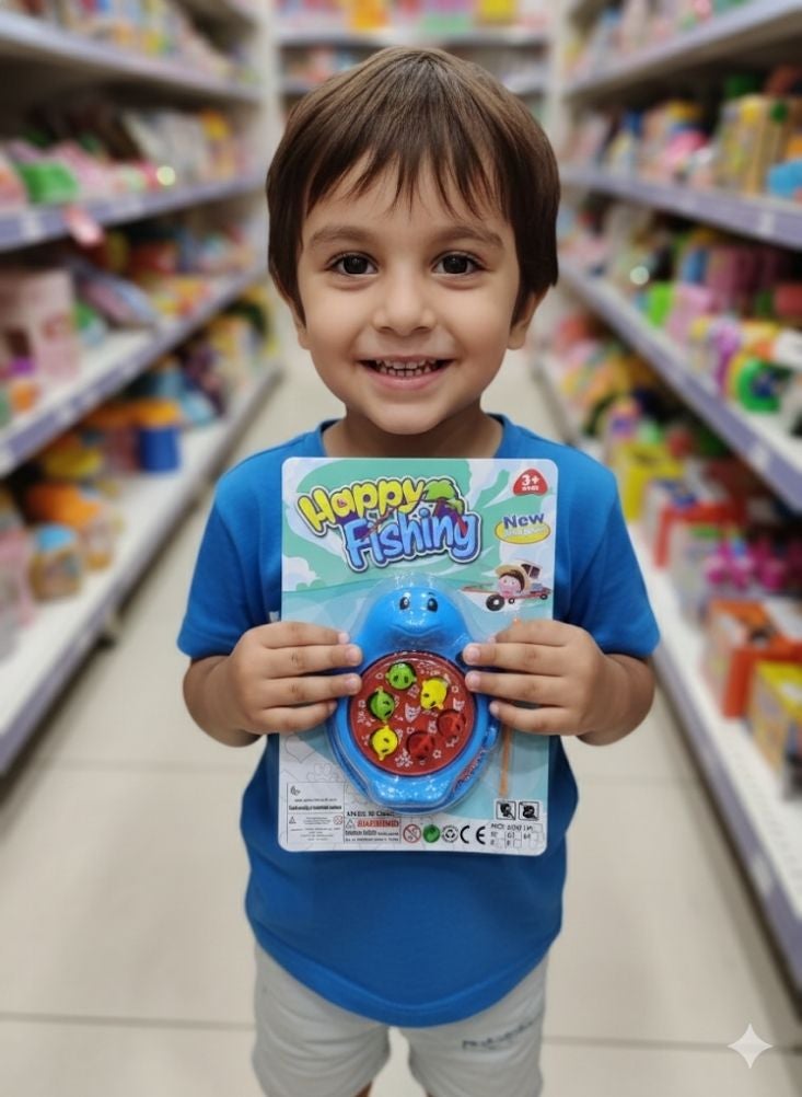 Premium Cute Blue Magnetic Fishing Toy for Kids – Interactive Sea Animal Catch Game with Rotating Fish Board - Image 3